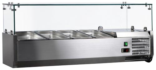 47-inch Refrigerated Topping Rail with Glass Guard