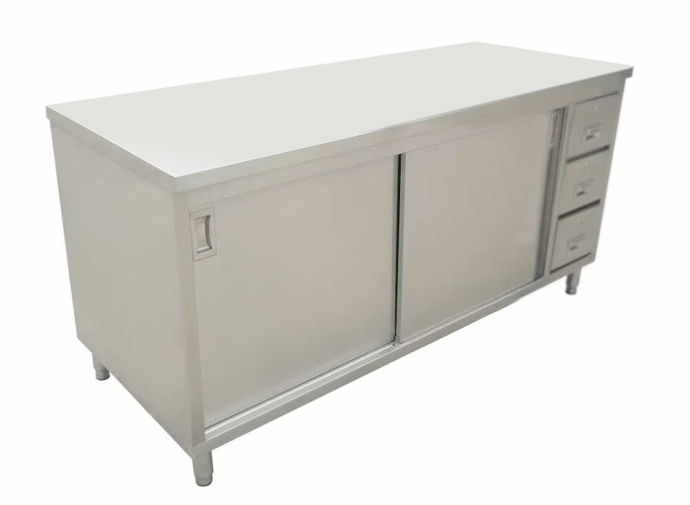 30″ x 60″ Stainless Steel Worktable With Cabinets And Drawers