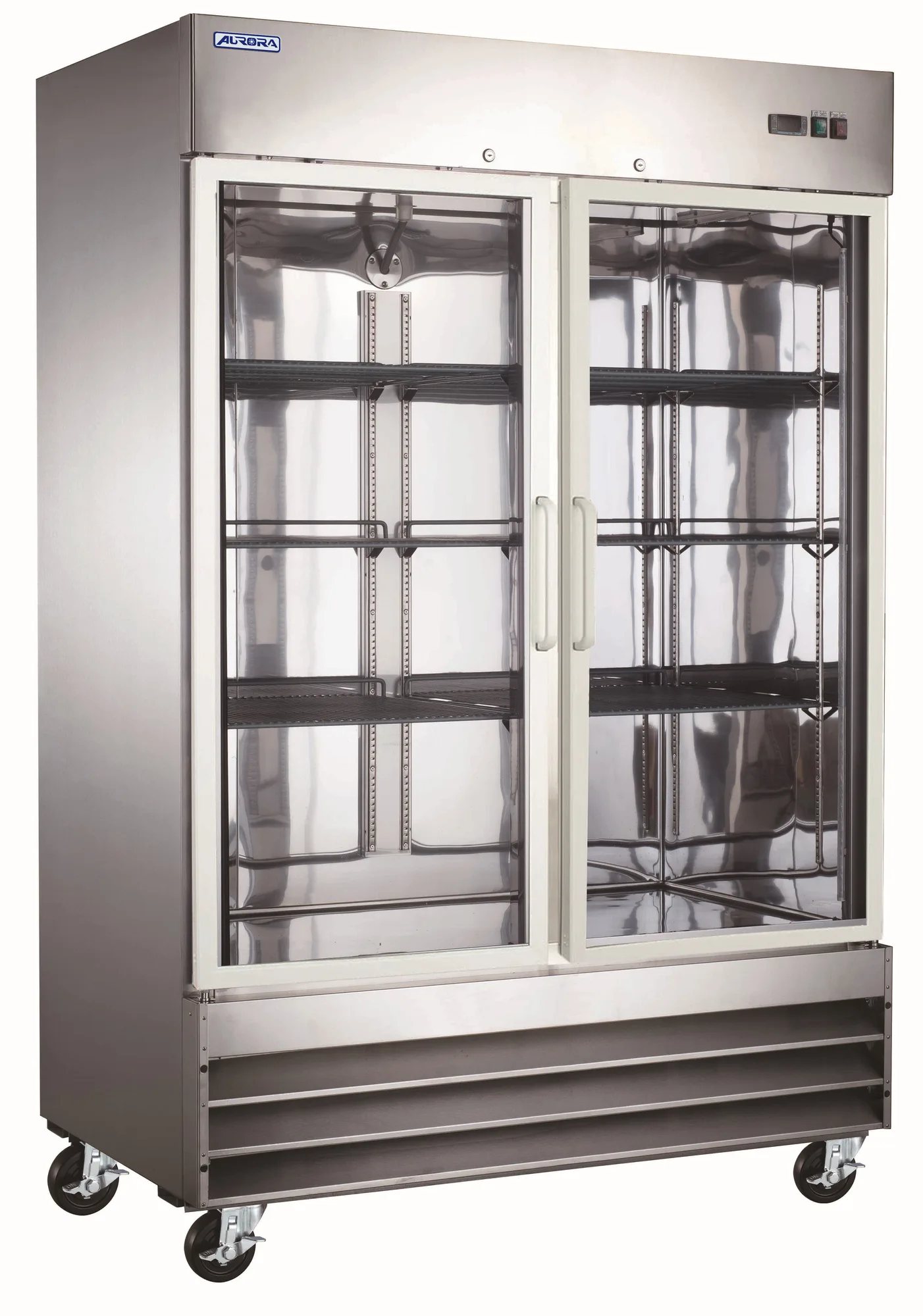 Aurora 54" Reach-In Stainless Steel Refrigerator with Glass Door, 41.3 cuft