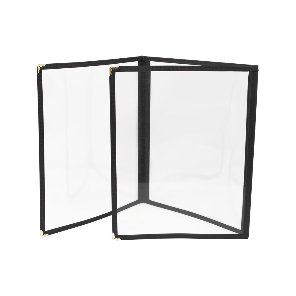 9 1/2″ x 11 3/4″ Black Triple-Fold Menu Holder