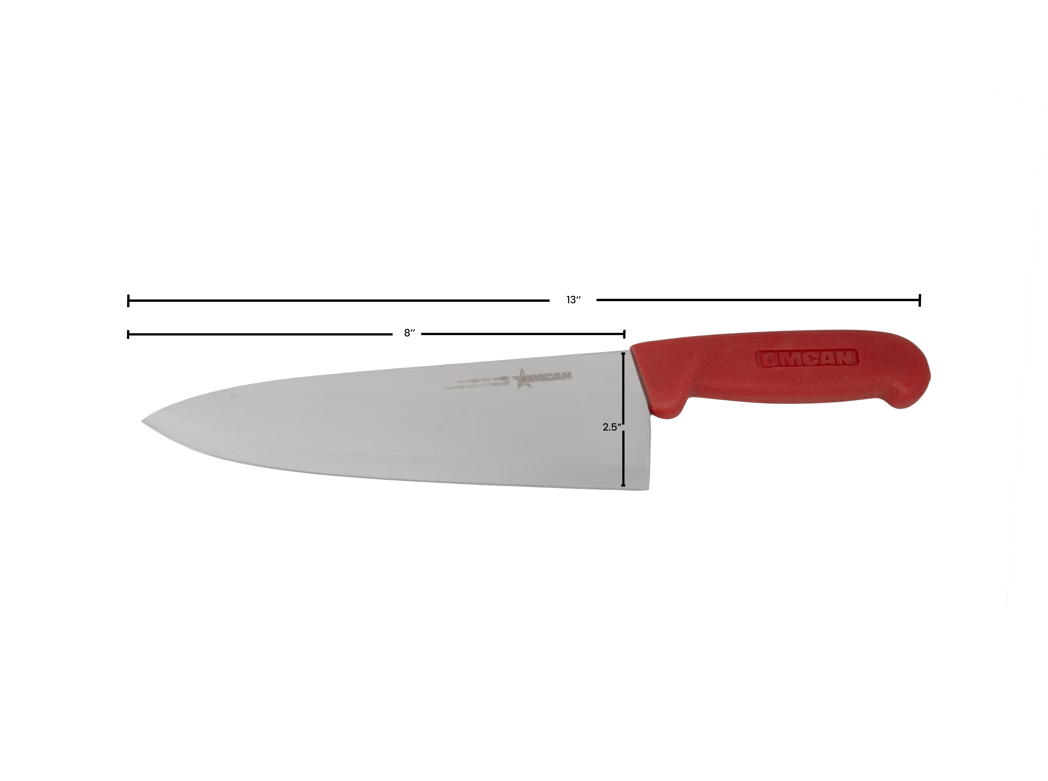 8-inch Medium Cook Knife with Red Polypropylene Handle