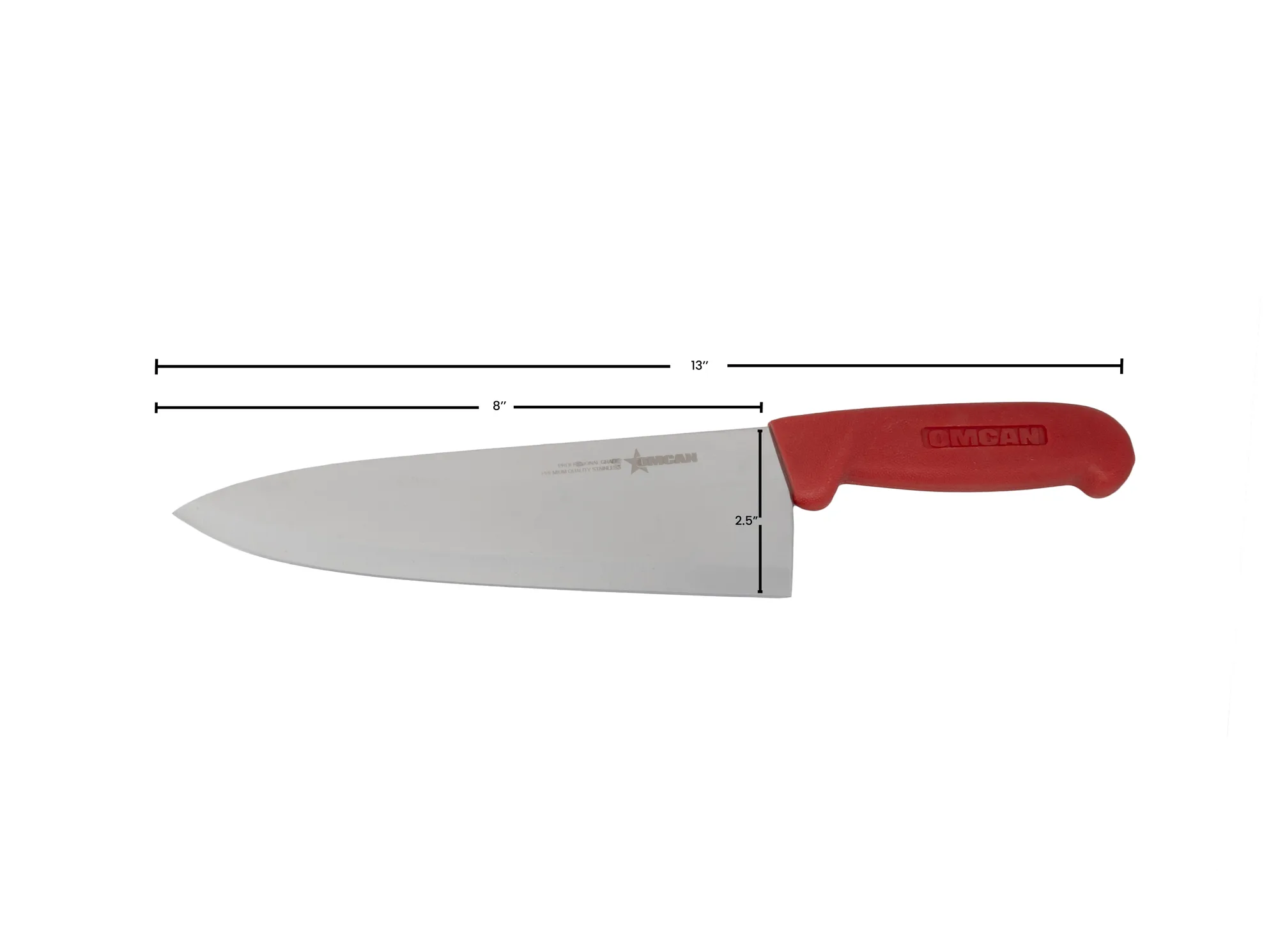 8″ Medium Cook Knife with Red Polypropylene Handle