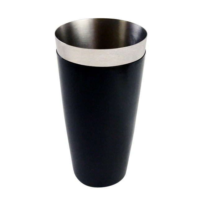 28 oz Stainless Steel Bar Shaker Cup with Black PVC Exterior