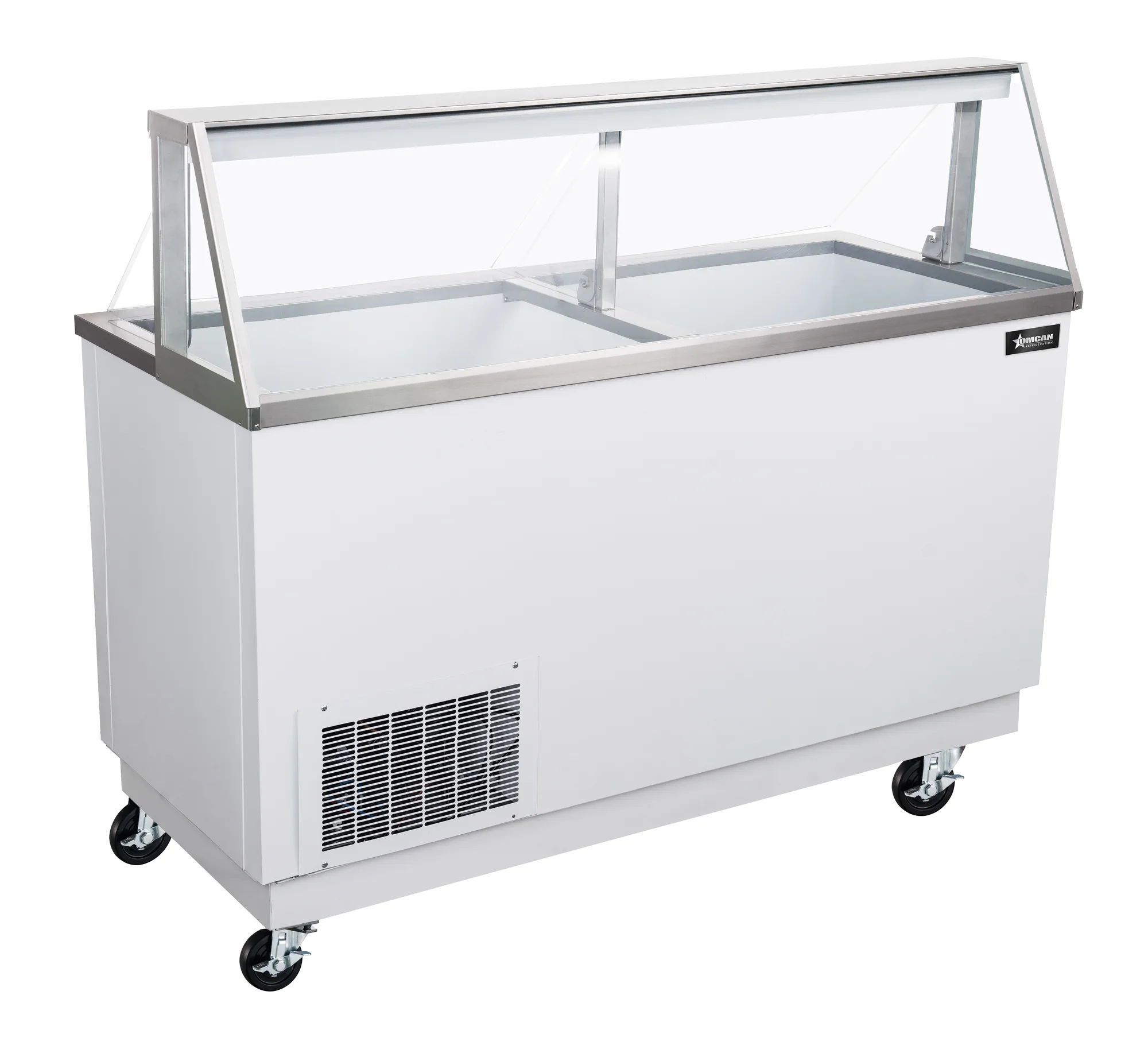 68″ 12+8 Tubs Capacity Ice Cream Dipping Display with Sneeze Guard