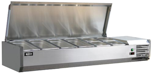 58-inch Refrigerated Topping Rail with Stainless Steel Cover