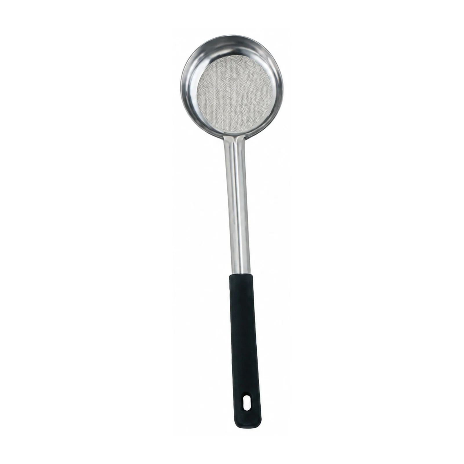 6 oz One-Piece Stainless Steel Solid Portion Control Spoon with Black Handle