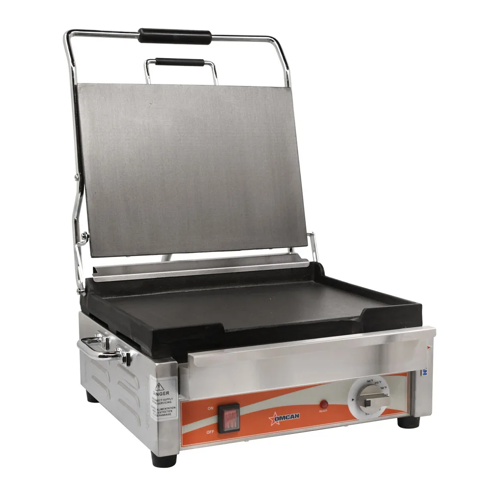 Single Panini Grill with Smooth Plates – 12″ x 15″ Cooking Surface – 120 V, 1800 W