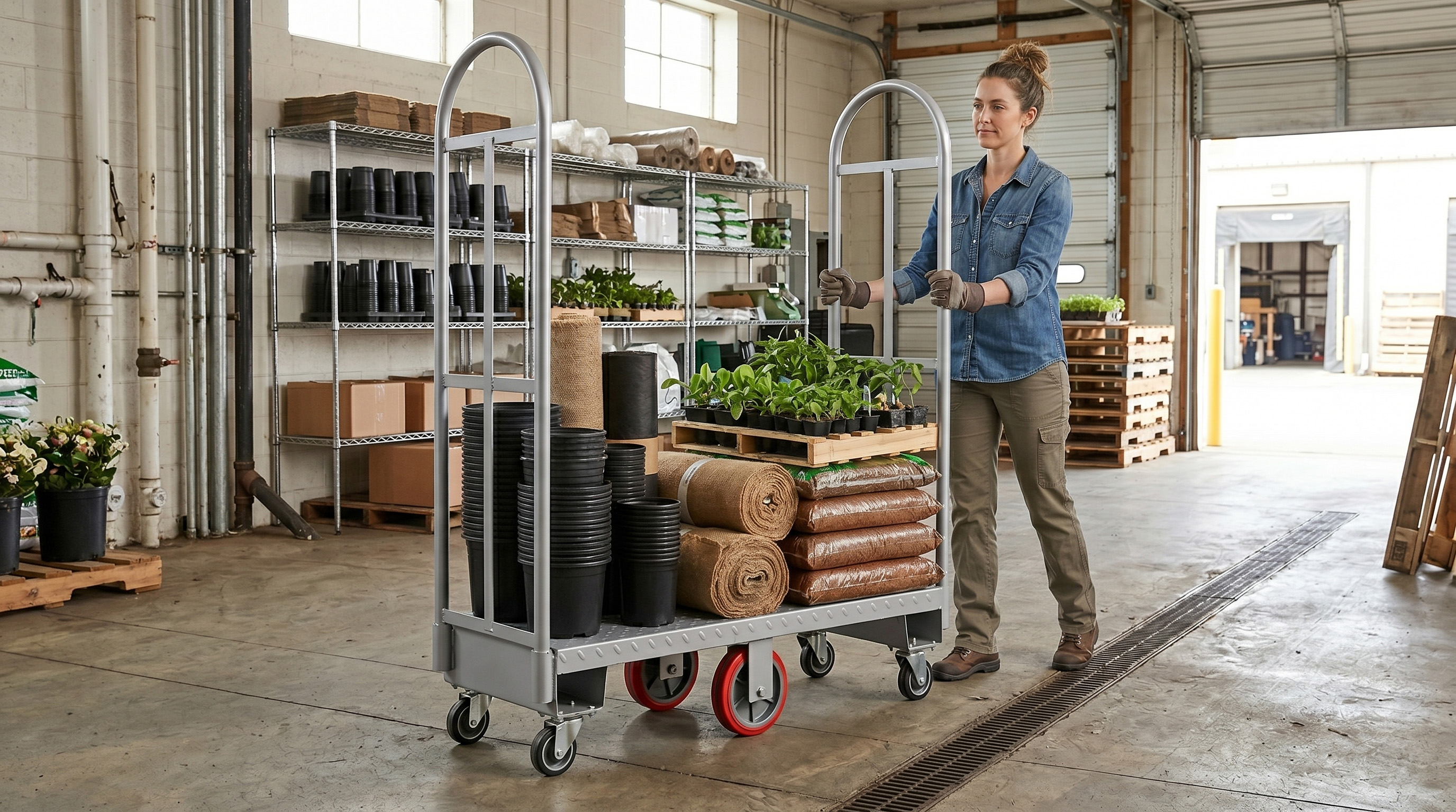 Heavy-Duty U-Boat Steel Utility Cart 16" x 48" - No Shelf