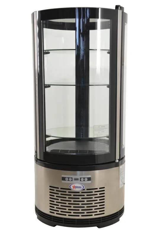 19″ Three (3) Shelf Circular Countertop Refrigerated Showcase, 3.53 cu. ft. (100 L), Stainless Steel