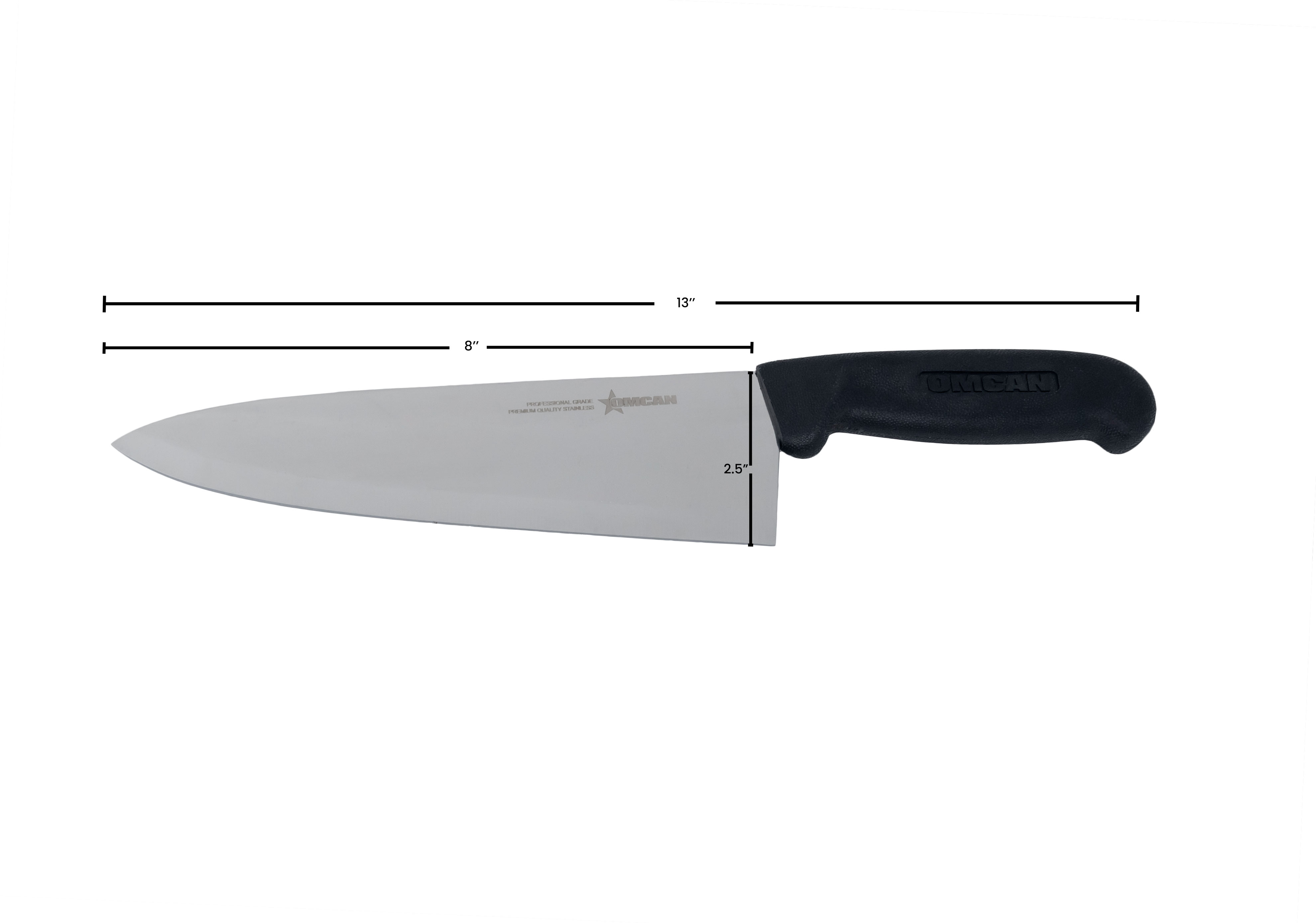 8-inch Medium Cook Knife with Black Polypropylene Handle