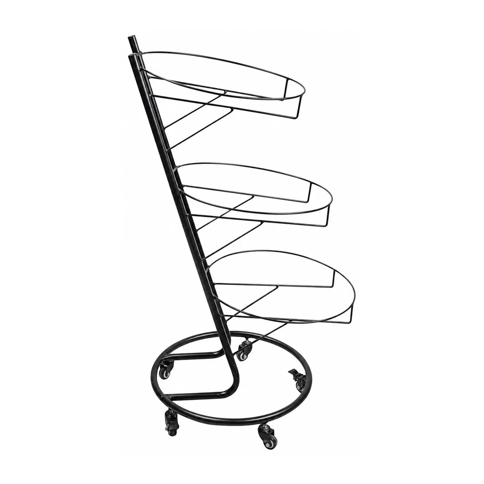 3-Tier Black Display Stand with 5 Wheels