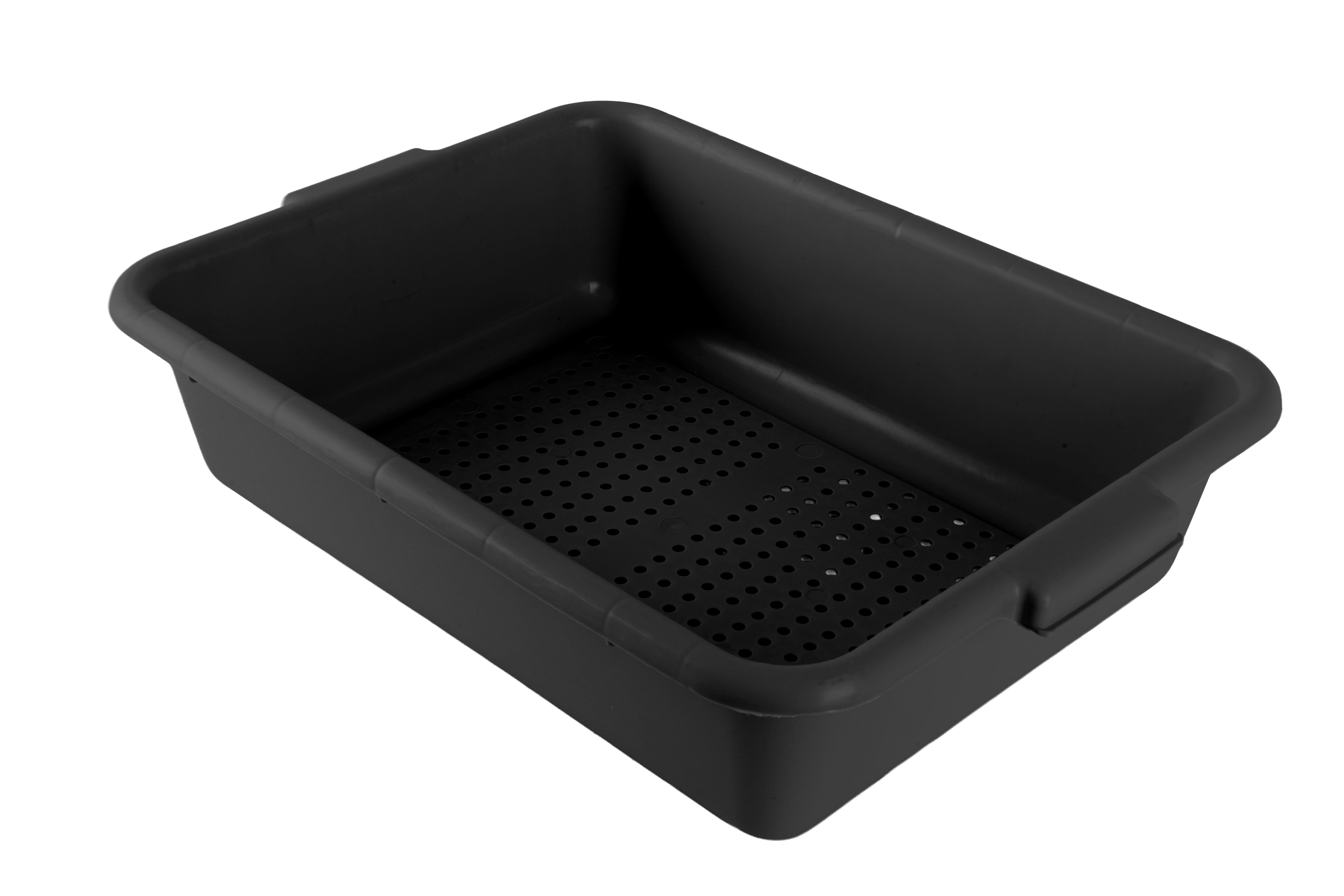 21.5″ x 15.5″ x 5″ Standard Polypropylene Perforated Black Bus Box