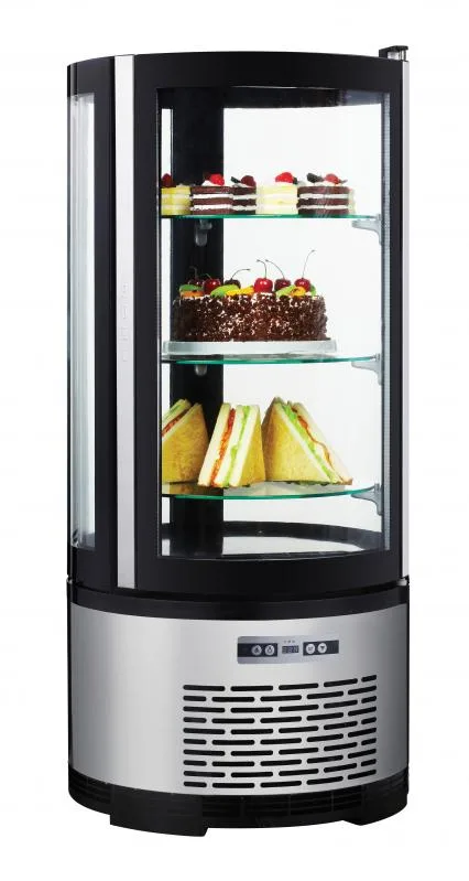 19″ Three (3) Shelf Circular Countertop Refrigerated Showcase, 3.53 cu. ft. (100 L), Stainless Steel