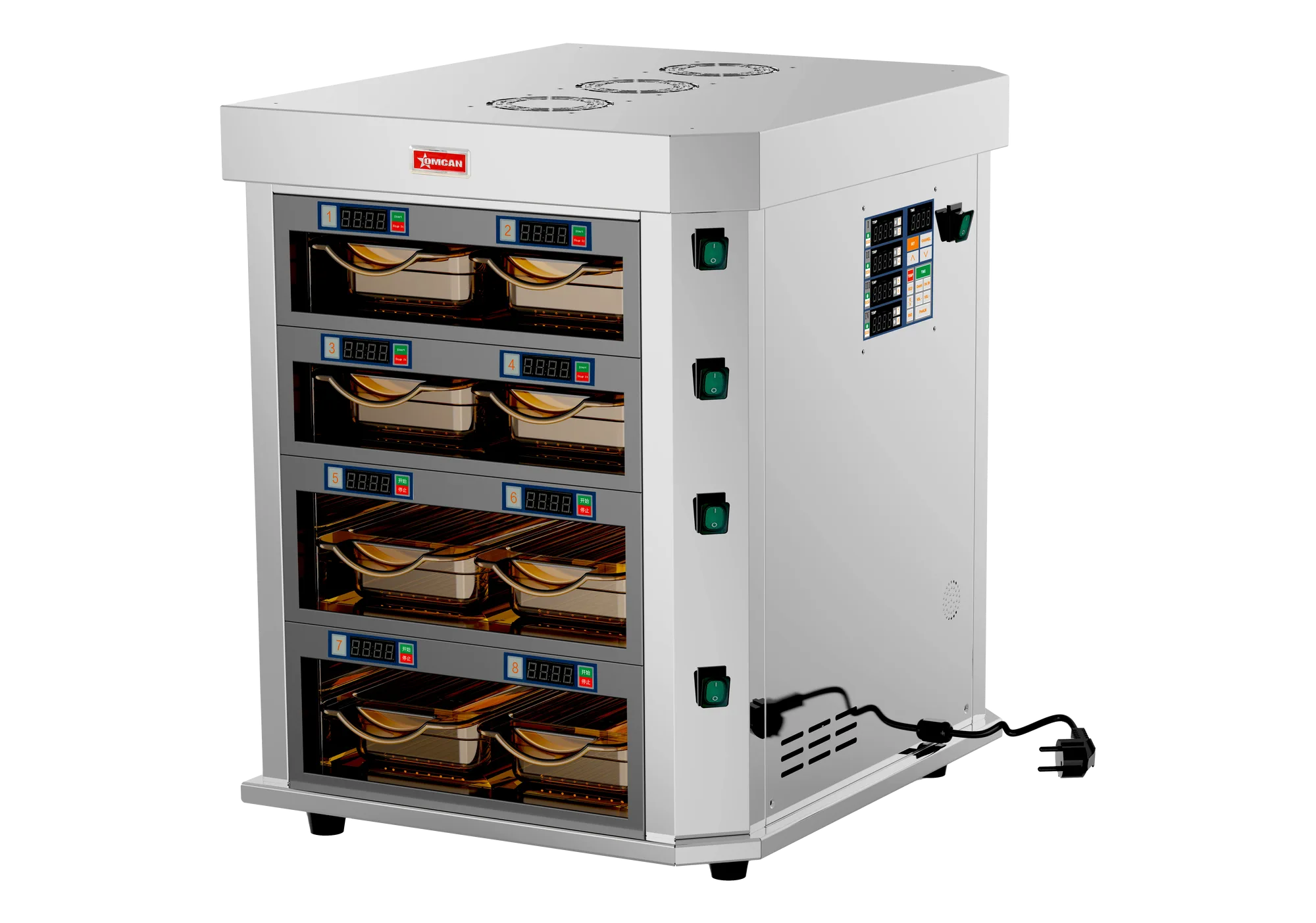 21″ Vertical 4-Channel Countertop Food Warmer – 3400 W (4.5 HP), 220 V/60 Hz/1 Ph