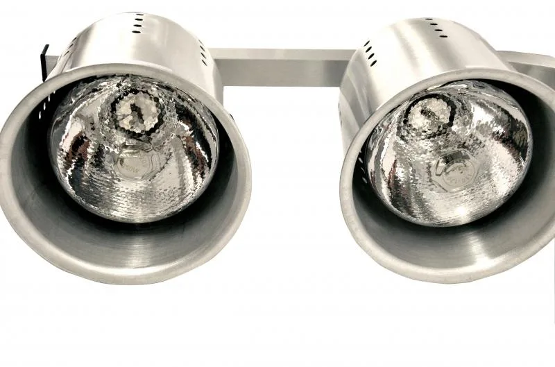 2-Bulb Commercial Portable Heat Lamp, Silver – 2 x 250 W, 110 V/60 Hz/1 Ph