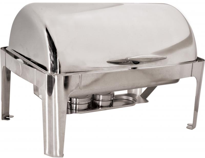 9 L / 9.5 QT Stainless Steel Round Chafing Dish with Roll Top Cover