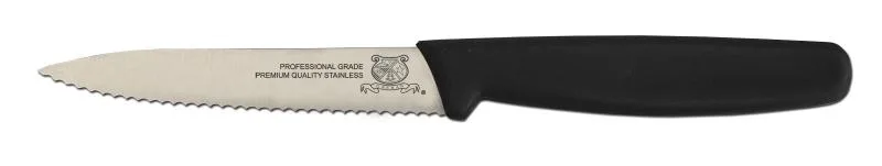 4″ Serrated Paring Knife with Black Polypropylene Handle
