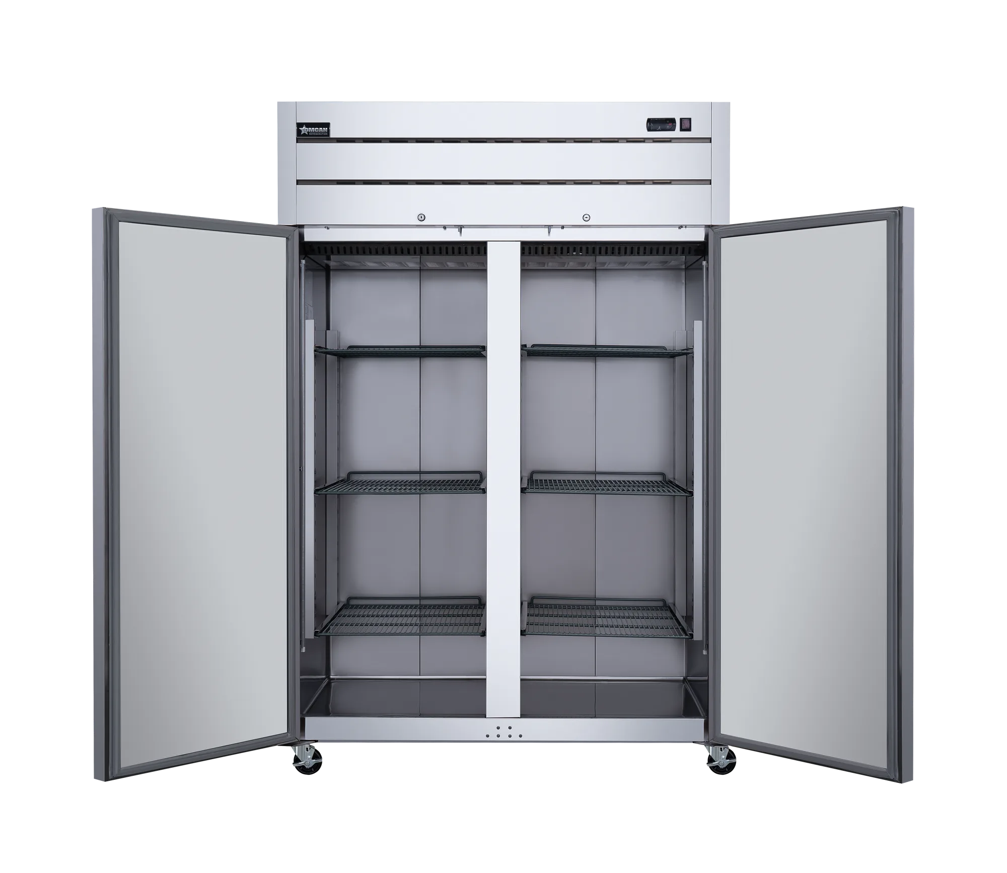 54″ Two (2) Door Top-Mounted Reach-in Refrigerator, 43.1 cu. ft. (1220 L), Stainless Steel
