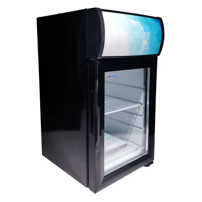 13″ One (1) Glass Door Countertop Display Refrigerator with Lightbox, 0.75 cu. ft. (21 L), Black