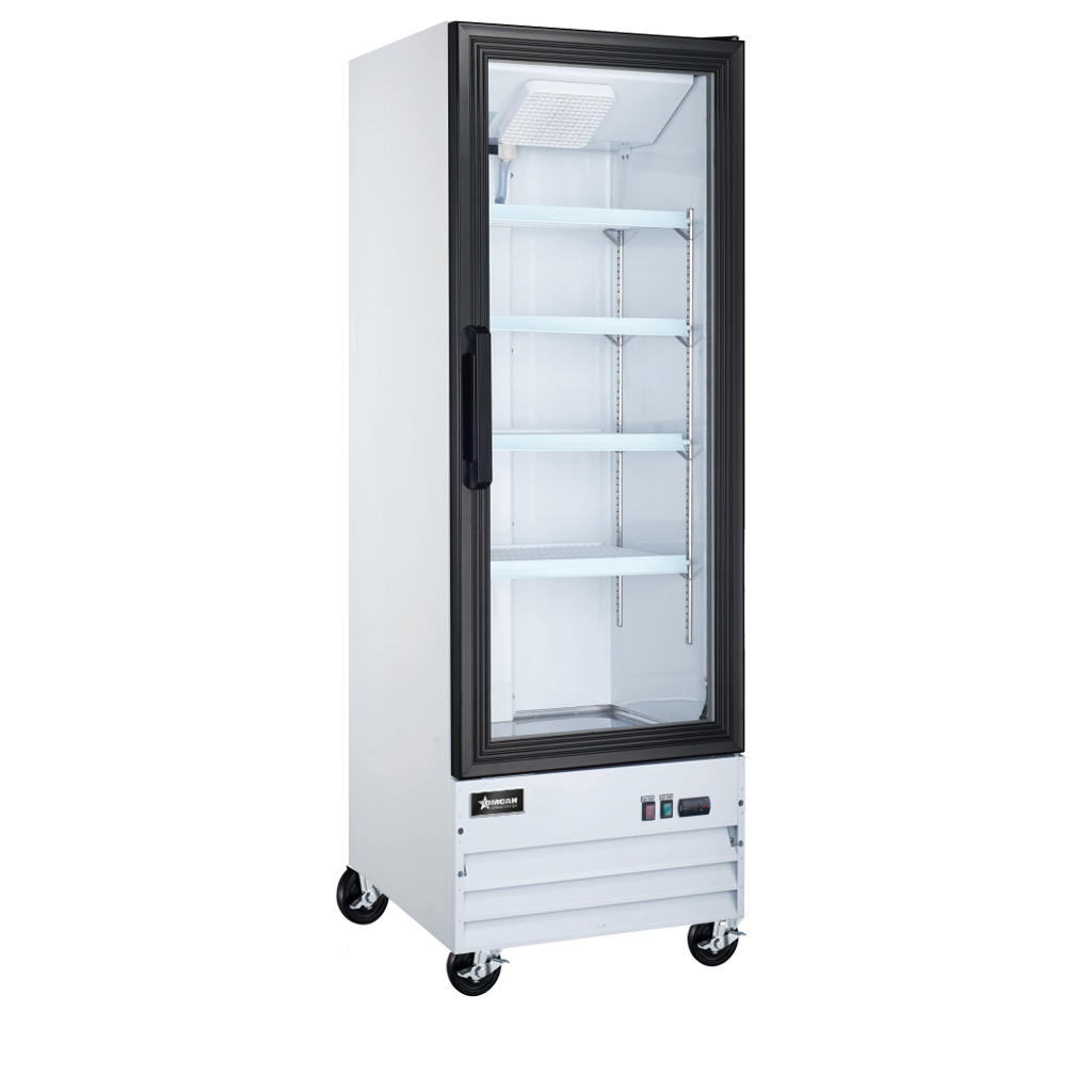 22″ One (1) Glass Door Display Refrigerator, 9.1 cu.ft. (257 L), White