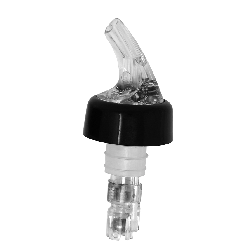 1 1/4 oz Clear Spout / Clear Tail Measured Liquor Pourer with Collar – 12/Pack