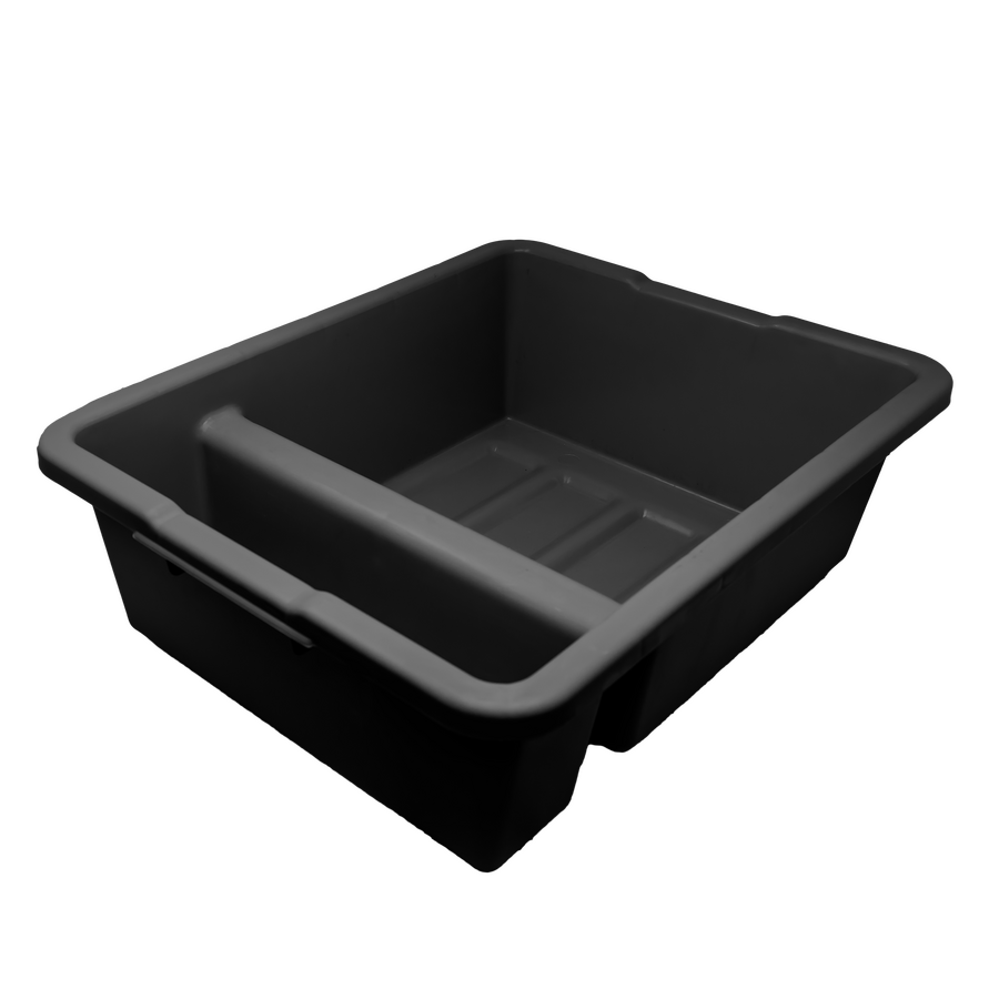 21″ x 17″ x 7″ Polypropylene Black Divided Bus Box / Dish Box