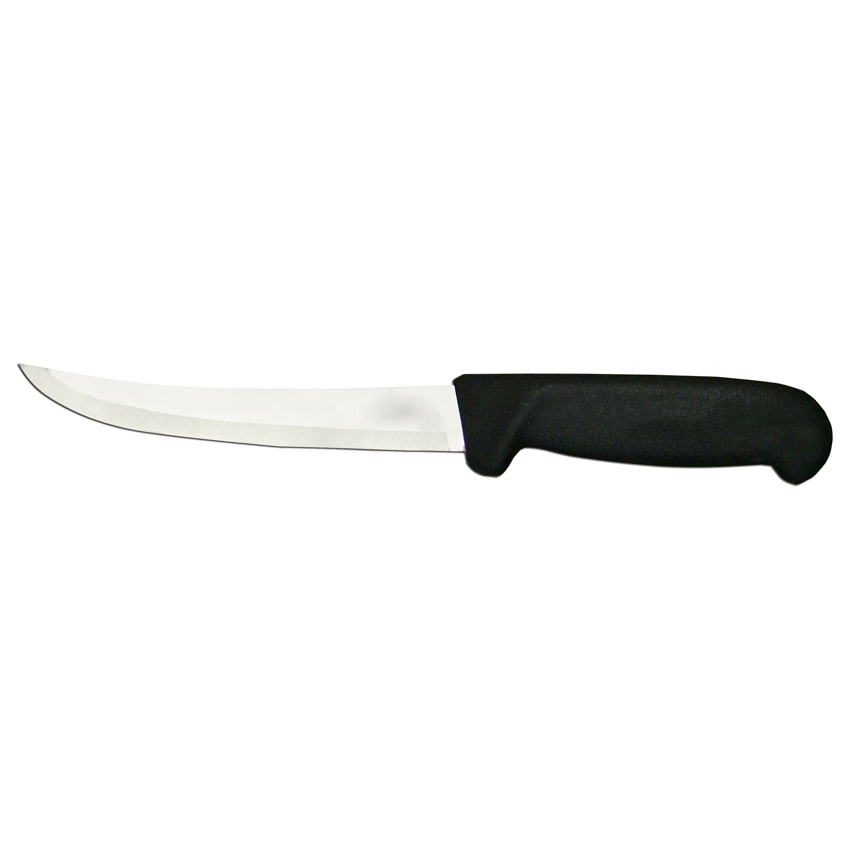 6-inch Flexible Curved Blade Boning Knife with Black Polypropylene Handle