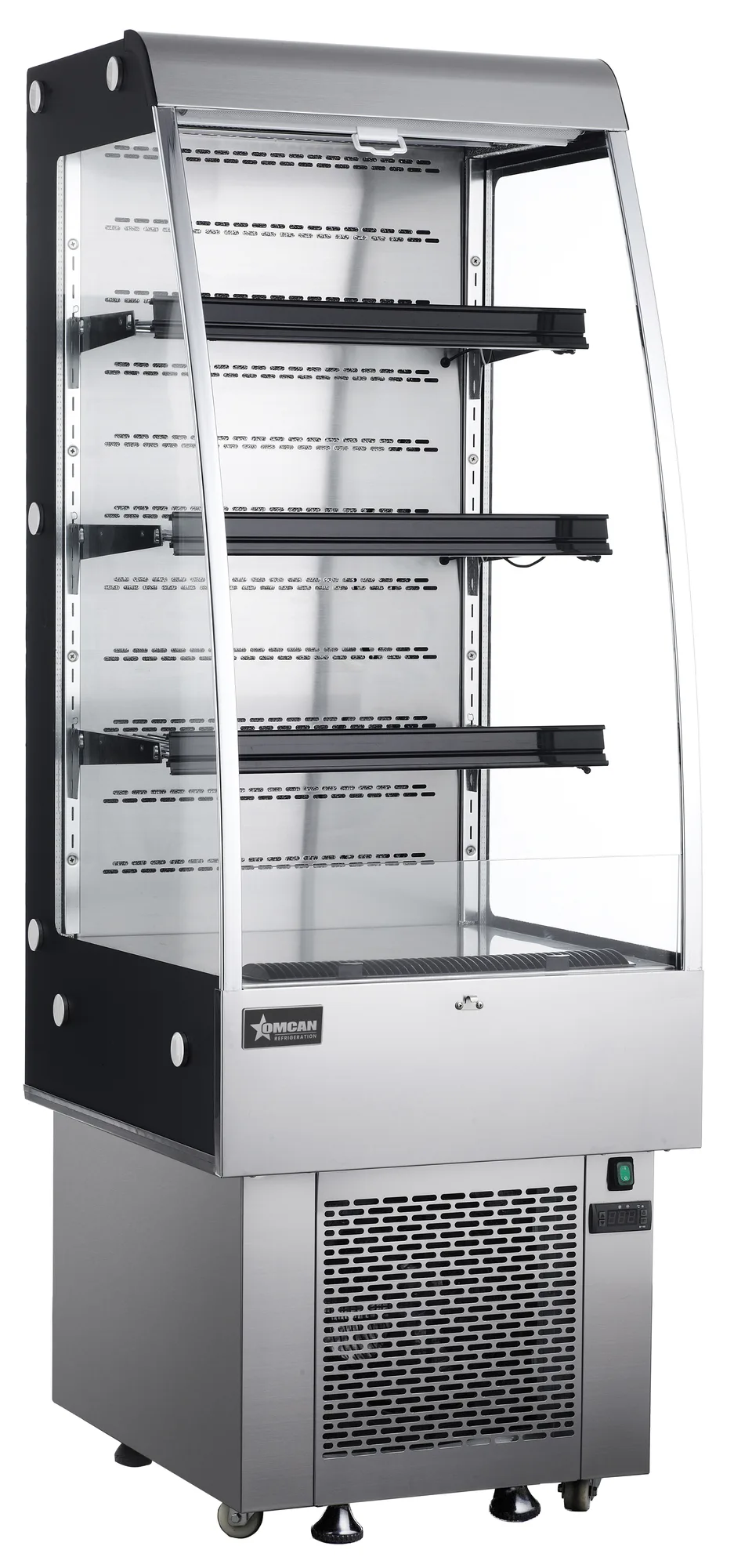 24″ Three (3) Shelf Grab-and-Go Open Refrigerated Floor Self-Serve Display Case, 9 cu. ft. (252 L), Silver