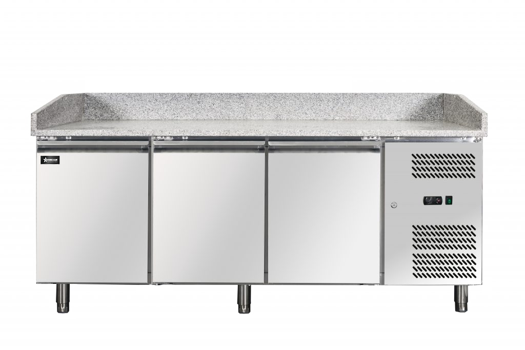 80-inch Granite Top Refrigerated Pizza Prep Table with 3 doors