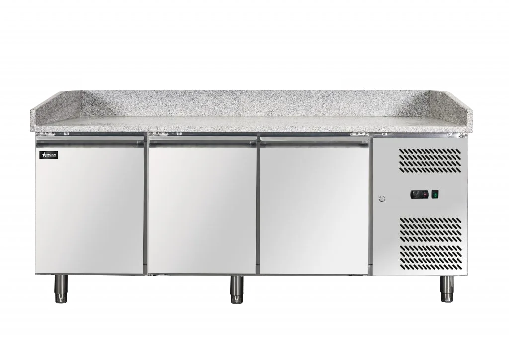 80″ Three (3) Doors Granite Top Refrigerated Pizza Prep Table, 20.5 cu. ft. (580 L), Stainless Steel