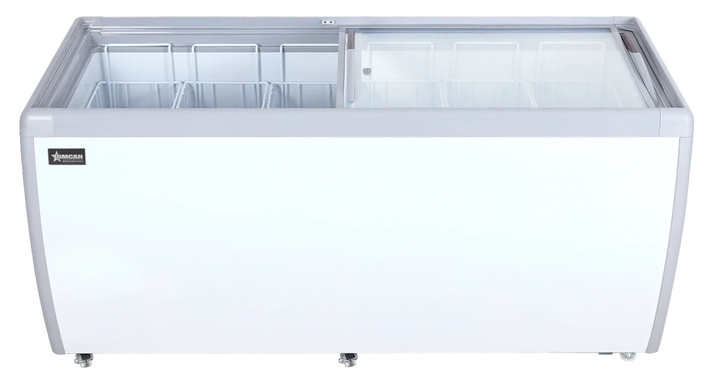 71″ Two (2) Door Ice Cream Display Chest Freezer with Flat Glass Top, 20 cu. ft. (566 L)