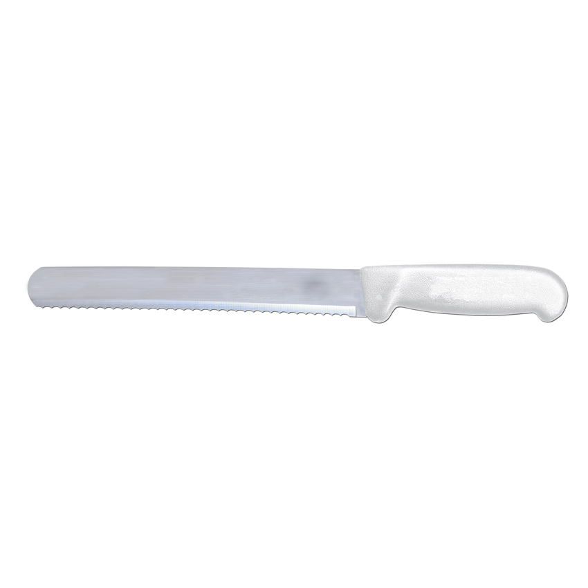 10-inch Slicer Straight Wave Edge Knife with White Polypropylene Handle