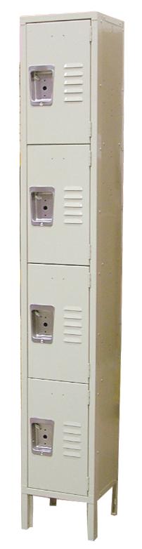 4 Tier, 1 Bank Steel Locker – Beige