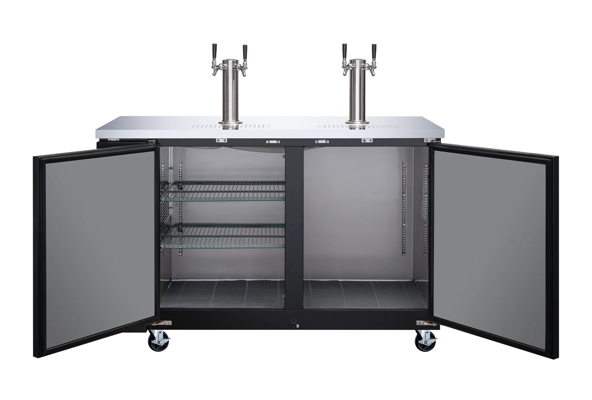 60″ Two (2) Door Kegerator / Beer Dispenser with Two Double Tap Towers, 24" Depth, 15.8 cu.ft. (446 L)