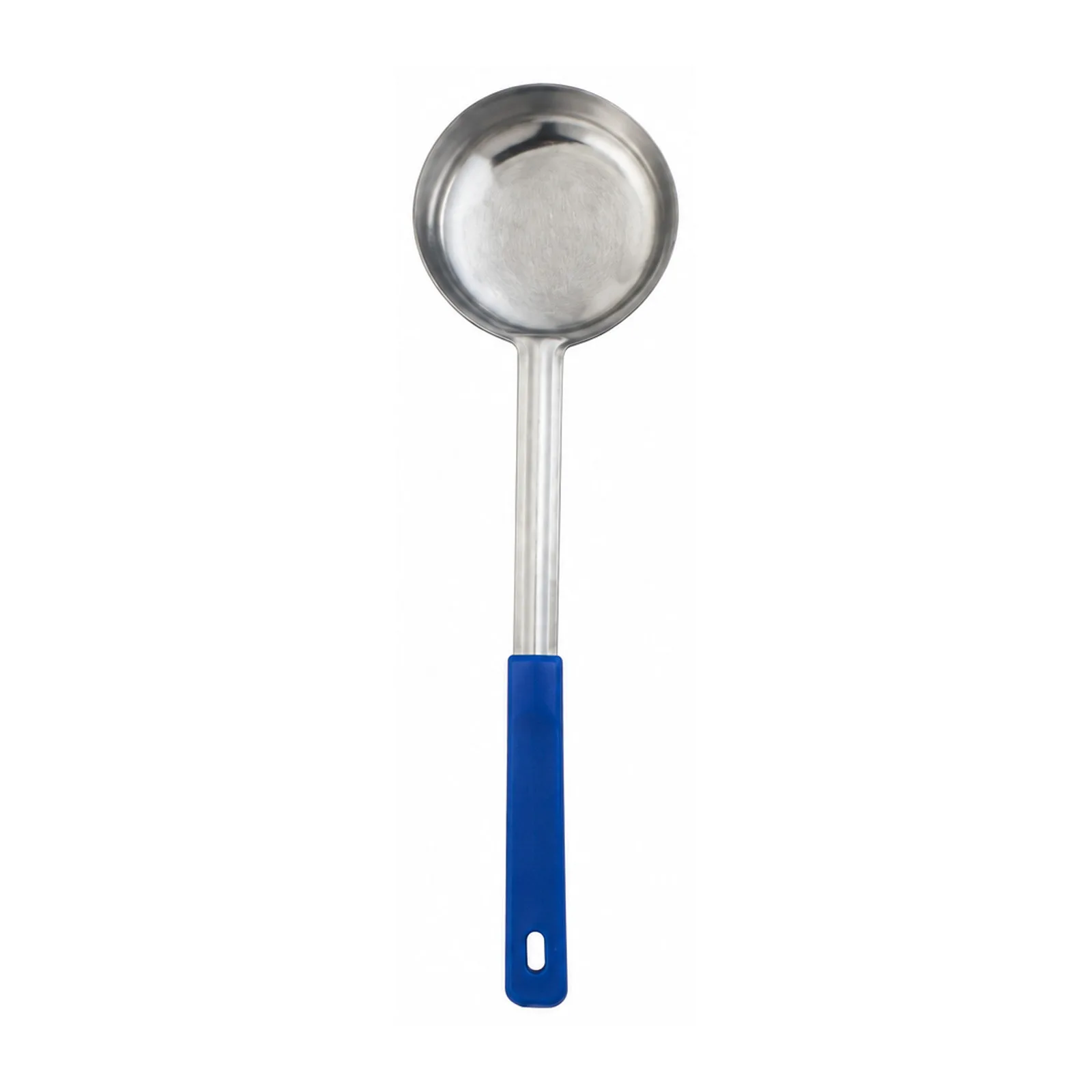 8 oz One-Piece Stainless Steel Solid Portion Control Spoon with Blue Handle