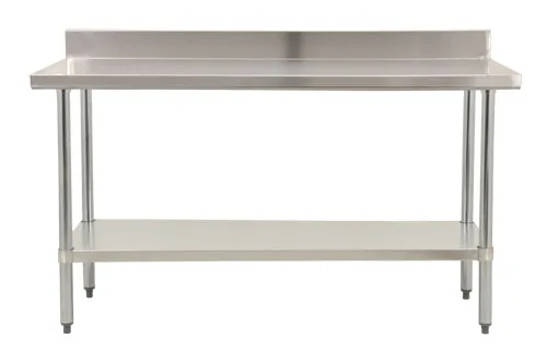 Elite Series 24″ x 60″ 18 Gauge 430 Stainless Steel Worktable with 4″ Backsplash