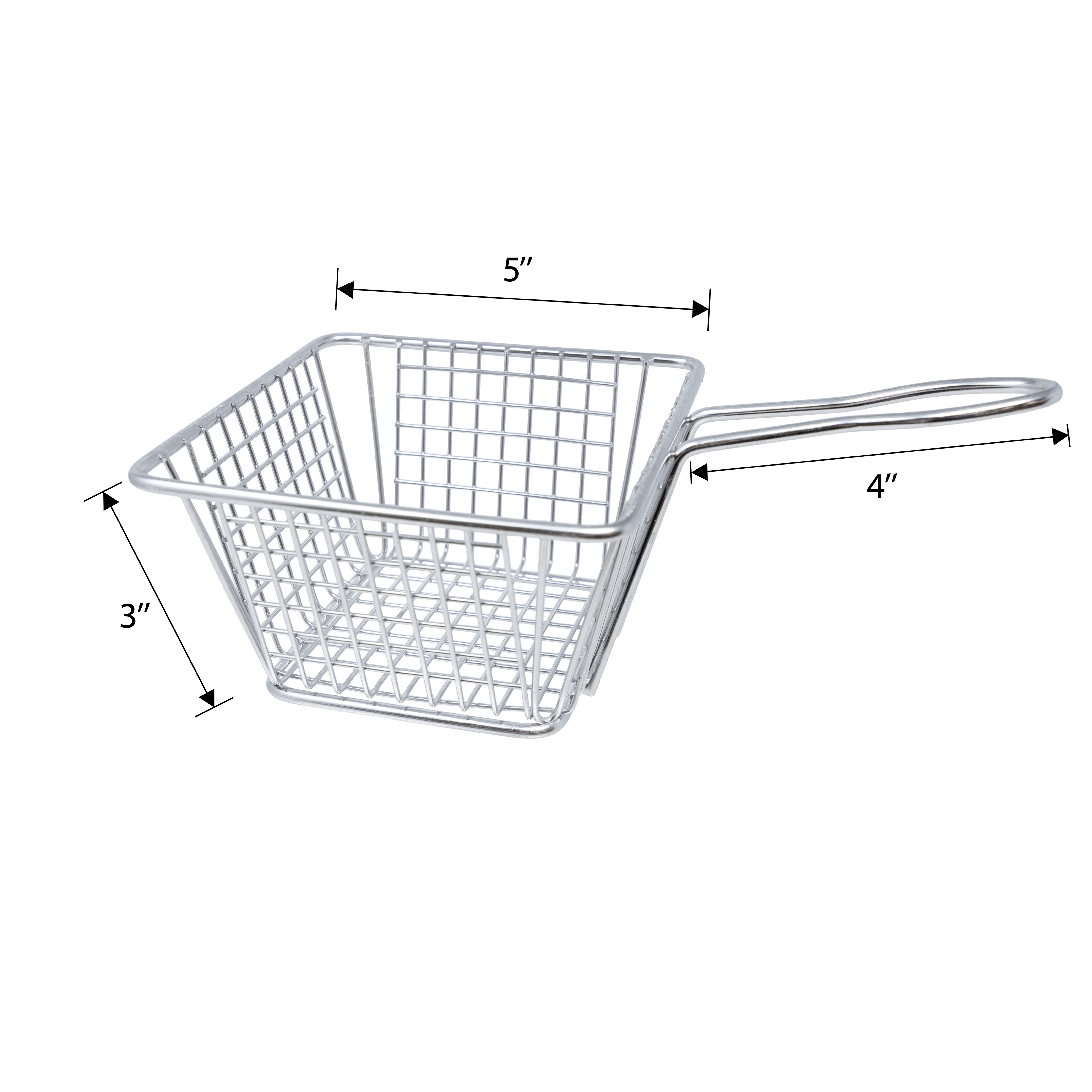 5″ x 5″ x 3″ Square Stainless Steel Mini Serving Basket