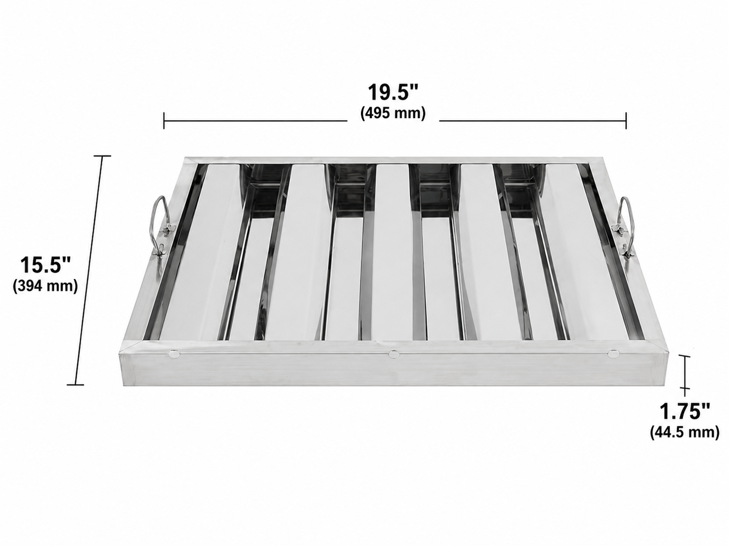 16″(H) x 20″(W) x 2″(T) Stainless Steel Range Hood Filter