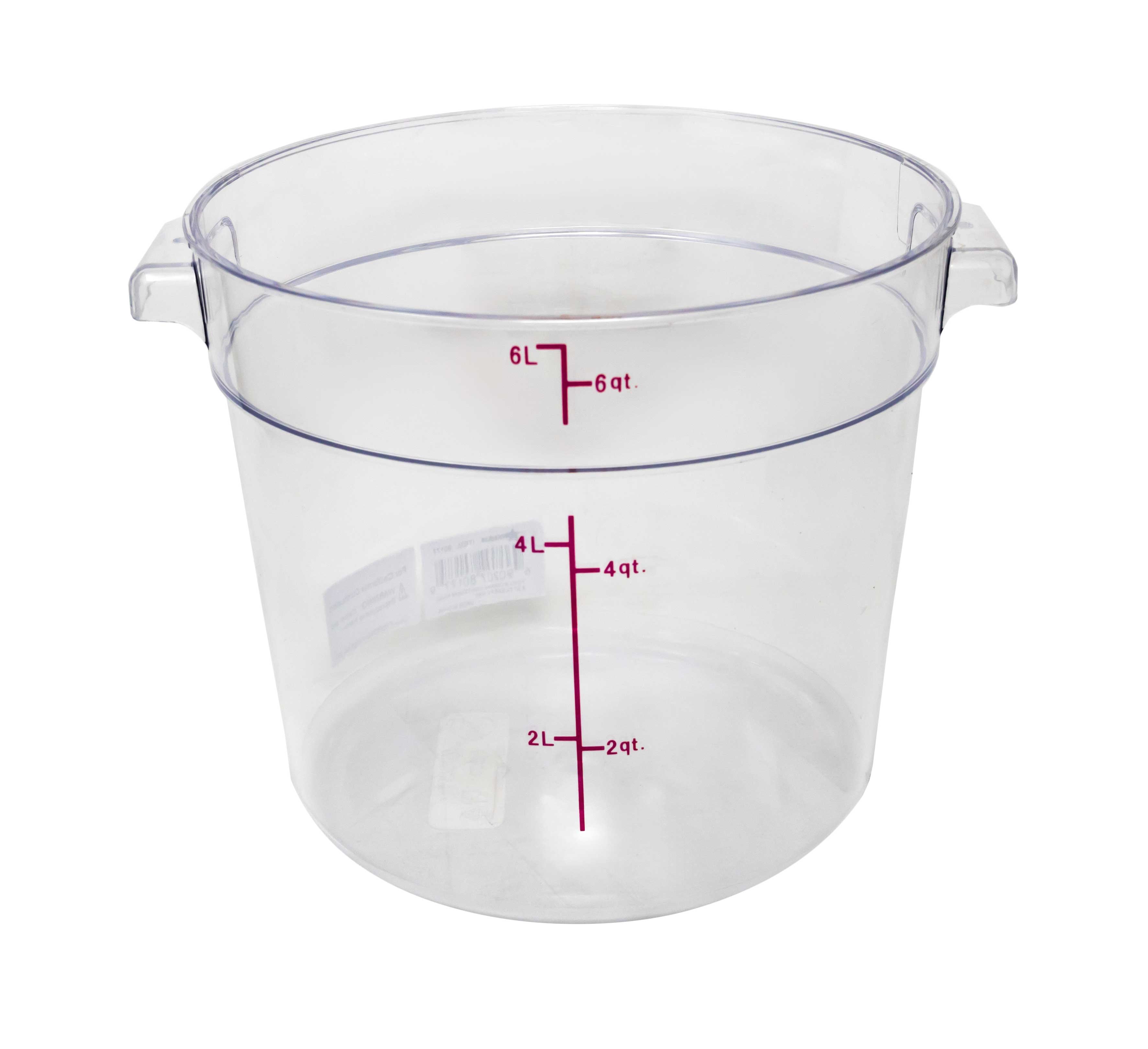 6 QT Polycarbonate Clear Round Food Storage Container