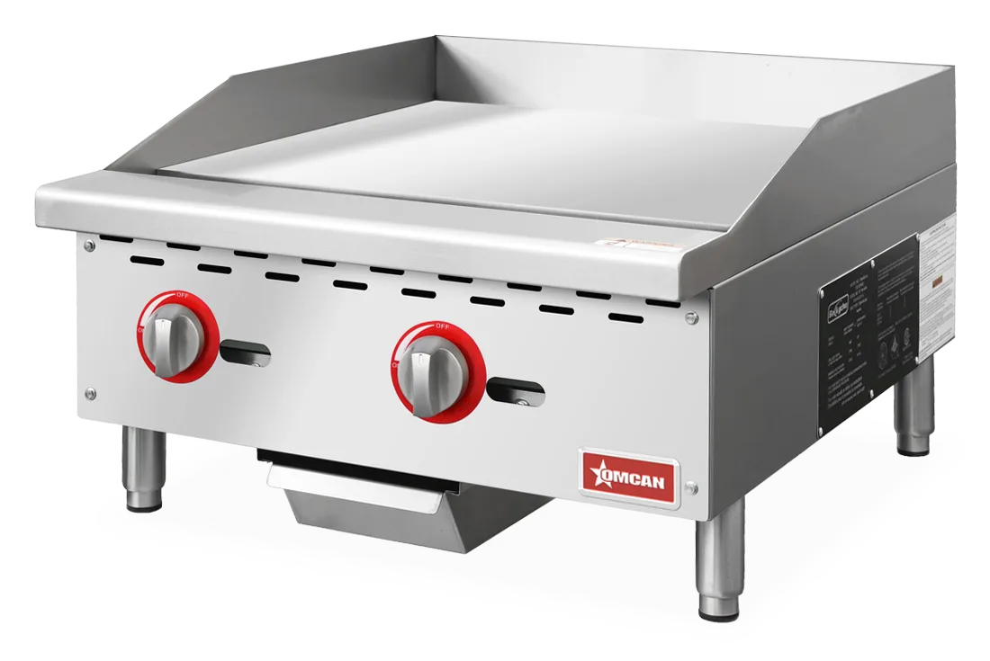 24″ Countertop Gas Griddle 2 Burners with Manual Control, 60,000 BTU