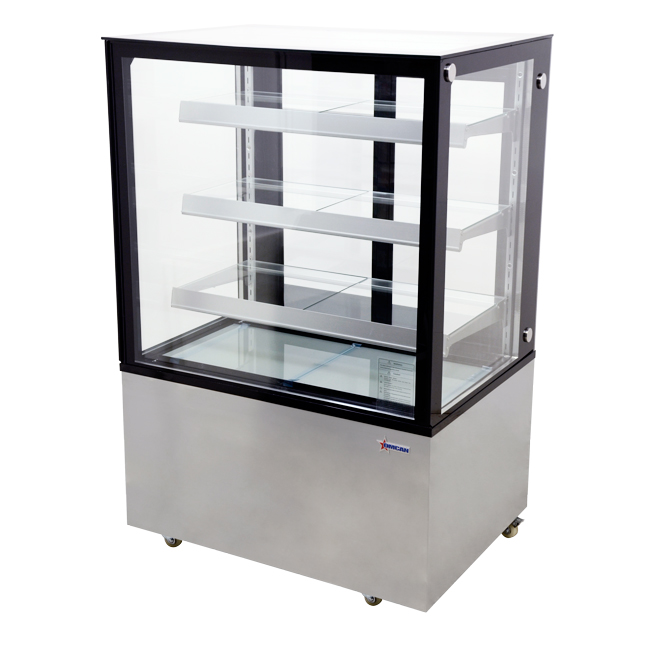 36″ Square Glass Floor Refrigerated Display Case, 13.77 cu.ft (390 Liter)