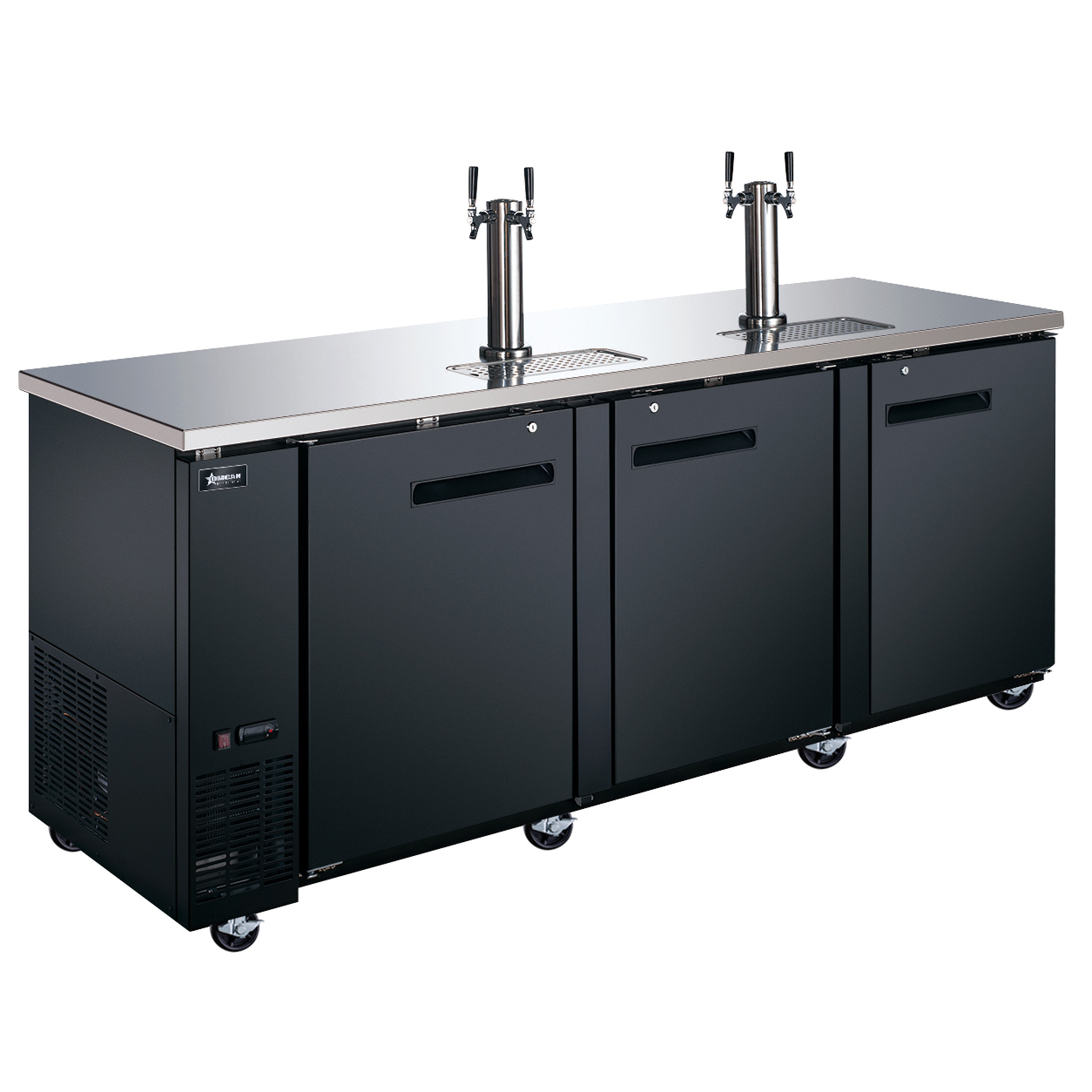 90″ Three (3) Door Kegerator / Beer Dispenser with Two Double Tap Towers, 32 cu.ft. (916 L)
