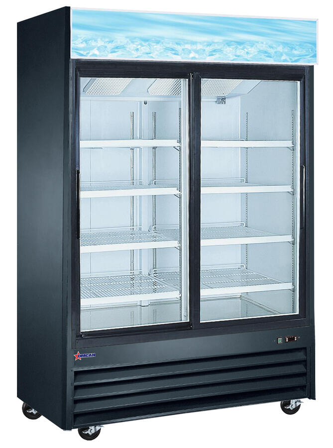 53-inch 2-Door Sliding Glass Door Refrigerator, 45 cu.ft capacity- Black