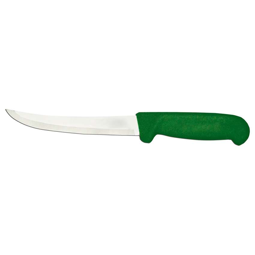 6-inch Curved Blade Boning Knife with Green Polypropylene Handle