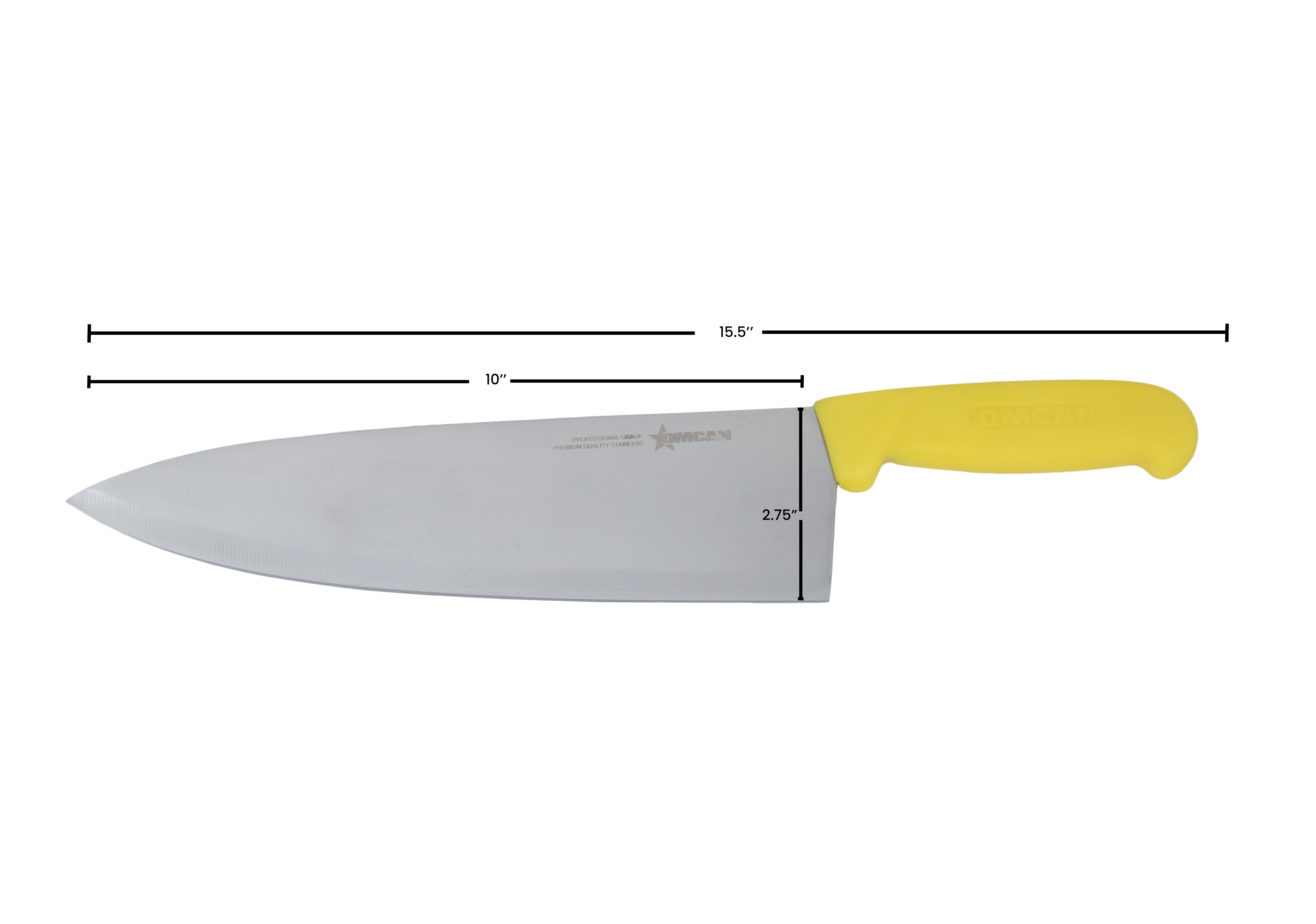 10-inch Medium Cook Knife with Yellow Polypropylene Handle