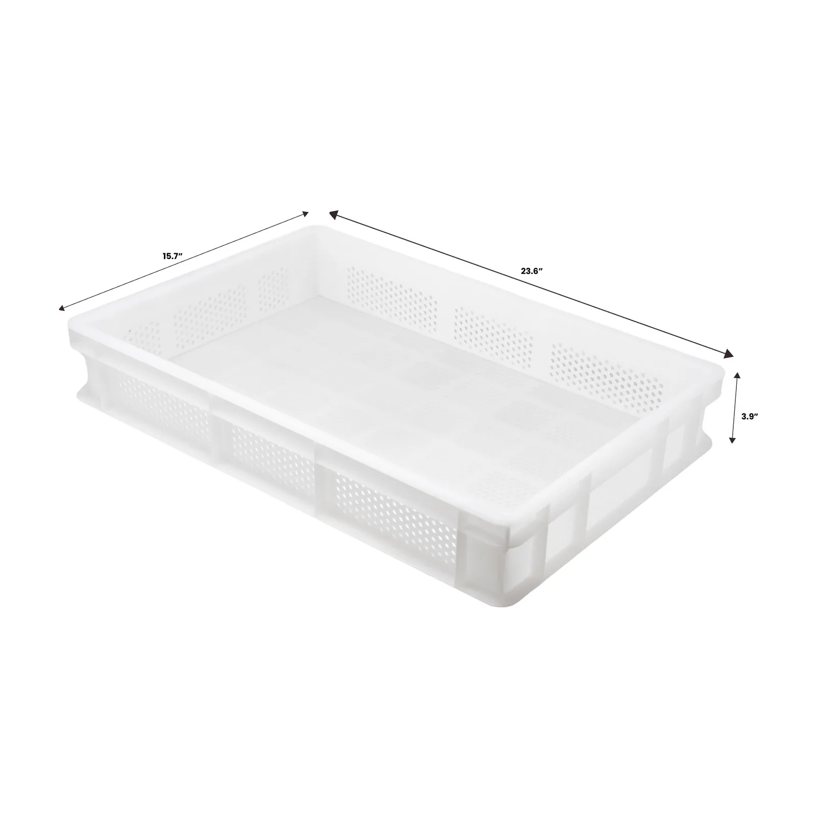 23.6″ x 15.7″ x 3.9″ Polypropylene Pasta Tray with Perforated Base and Sides