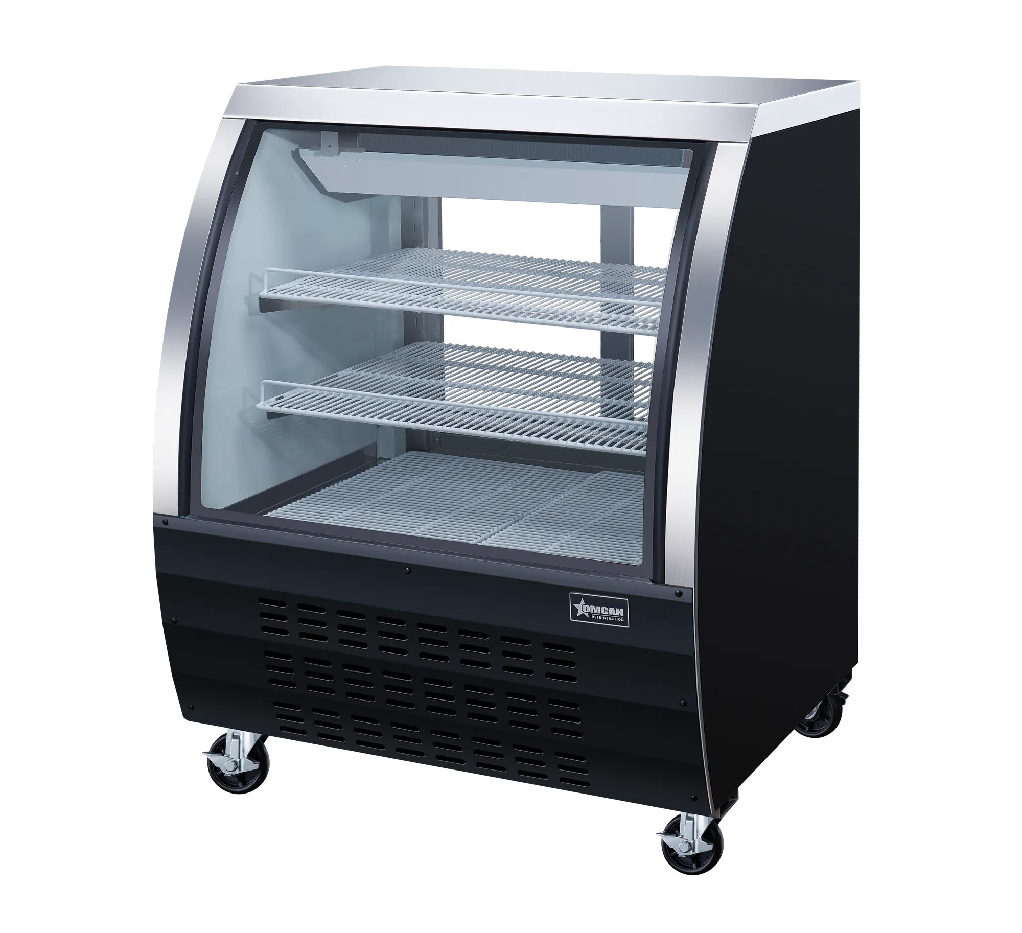 36″ Two (2) Shelf Floor Refrigerated Showcase, 11.6 cu. ft. (328 L), Black