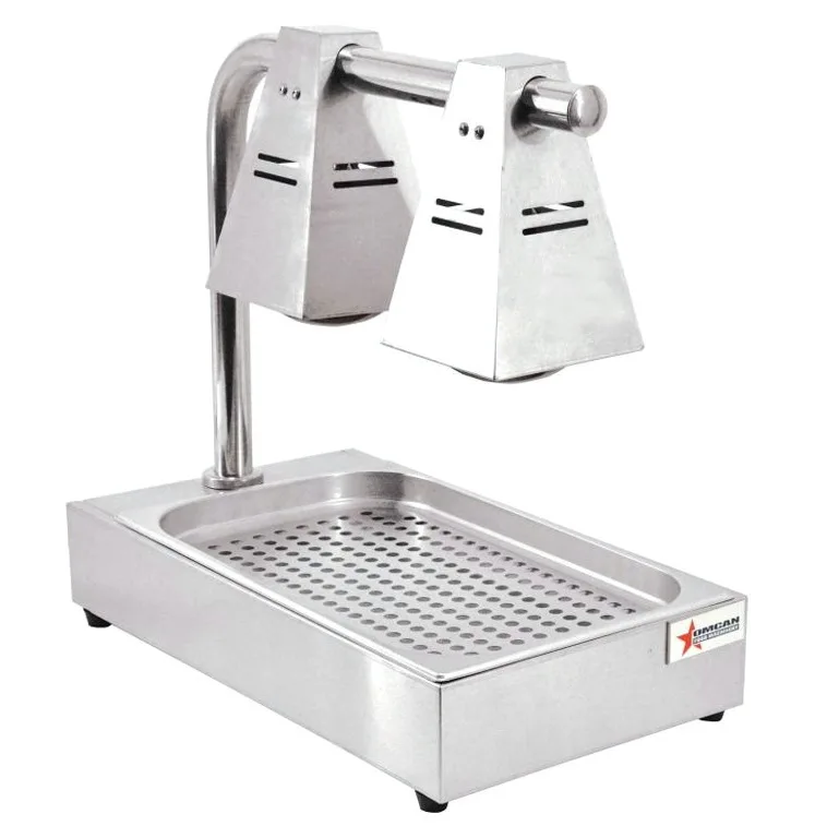 Commercial Fry Dump Holding Station Portable Electric Food Warmer 2 Infrared Bulbs Freestanding with Tray – 550 W, 110 V
