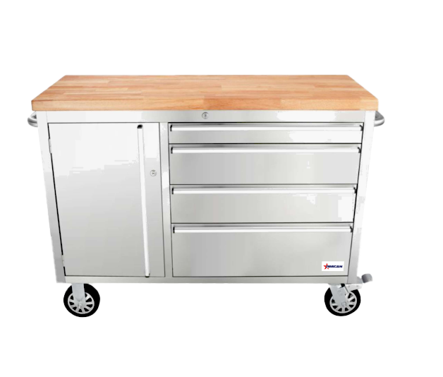 48" Mobile Working Bench with 4 Drawers and 1 Door