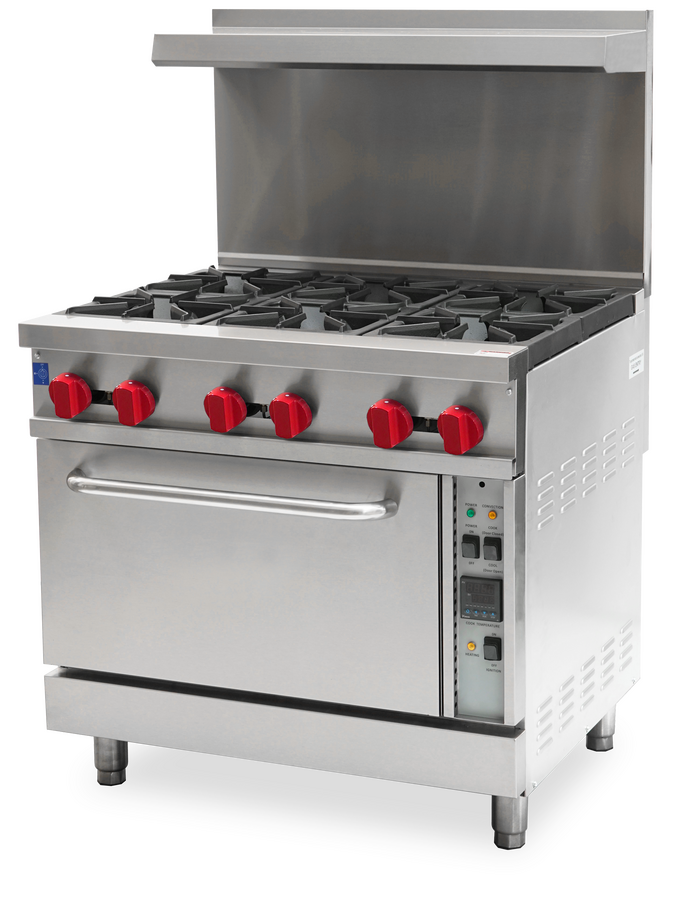 36″ Commercial Gas Range 6 Burners and Convection Oven 211,000 BTU – Natural Gas